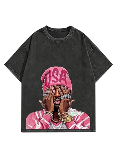 VIPWOLF Men's Graphic Oversized Short Sleeve Tee Shirt Y2K Vintage